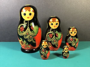 5 Piece Matryoshka | Hand Painted 4" Tall Russian Nesting Dolls - Picture 1 of 10