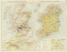 1928 MAP ~ SCOTLAND & IRELAND COMMERCIAL DEVELOPMENT INDUSTRIAL MINES QUARRIES