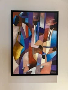 Original John Botham oil on canvas painting 'Blues Quartet' 2024 framed - Picture 1 of 4