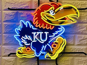New Kansas Jayhawks Lamp Neon Light Sign 24"x20" HD Vivid Printing - Picture 1 of 3