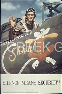 US WWII Poster, "Sh-h! SILENCE MEANS SECURITY!" Art Print on 11x14" 22550 - Picture 1 of 1
