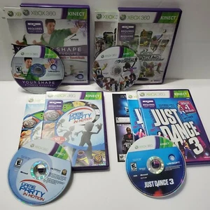 CIB xbox 360 kinect 4 games bundle JUST DANCE 3 SPORTS YOUR SHAPE GAME PARTY - Picture 1 of 8