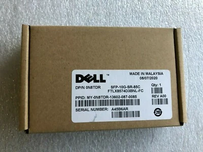 Dell 0N8TDR 850nm Networking Optic SFP-10G-SR-85C, 10Gbs sfp+, FTLX8574D3BNL-FC - Image 1 of 2