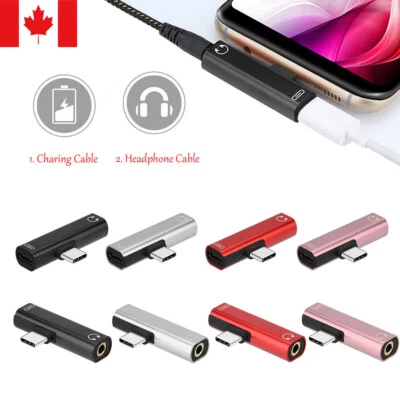 3X 2 in 1 Type C to 3.5mm AUX Headphone Adapter Audio Charger Splitter Android C - Image 1 of 4