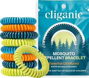 Mosquito Repellent Bracelets - 10 Pack DEET-Free Individually Wrapped Bands - Picture 1 of 7