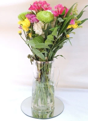 9 3/4" Round Mirror Candle Plate Centerpiece Tray Beveled Edge 4 available Decor - Image 1 of 4