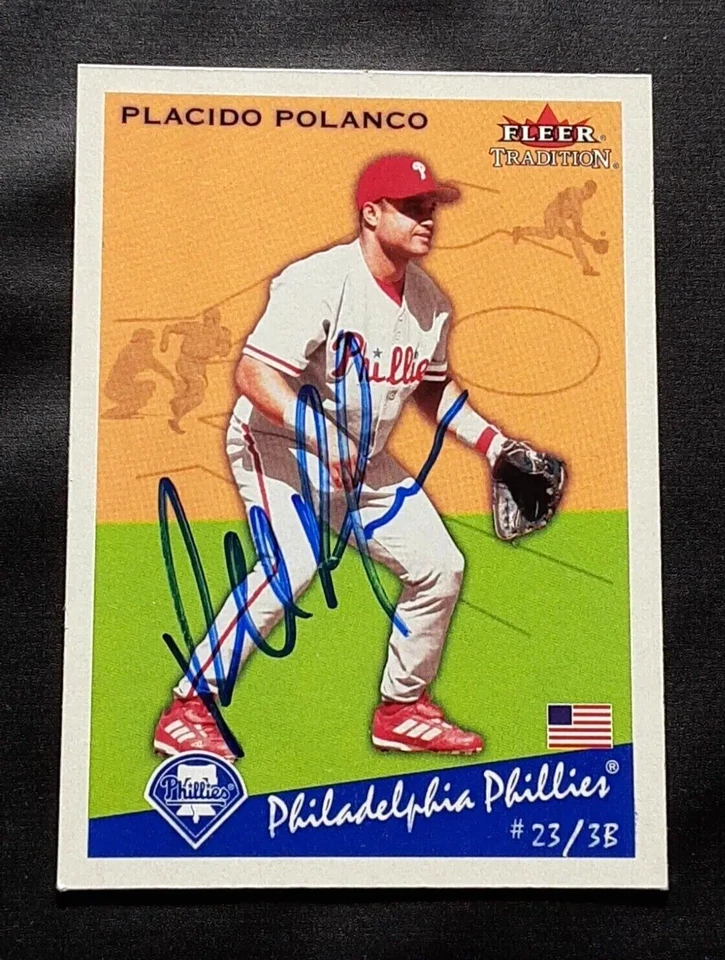 Tarjeta de béisbol 2002 autografiada firmada por los tigres de los detroit de Plácido Polanco Phillies Foto 1 de 1