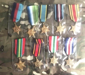 MOD OFFICIAL WW2 COPY STAR MEDAL 1939-45 AFRICA BURMA ACRTIC ATLANTIC ITALY - Picture 1 of 2