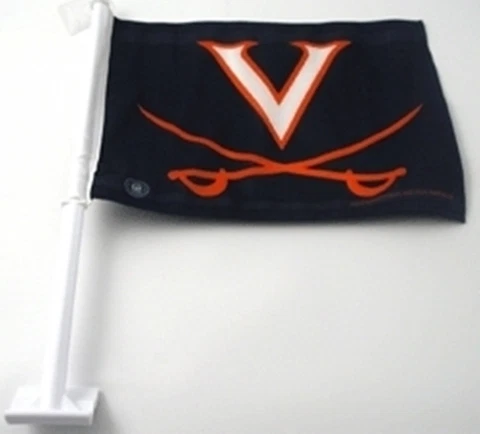 VIRGINIA CAVALIERS NCAA Collegiate DOUBLE SIDED CAR FLAG 20" post 11" x 15" Flag Cover