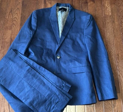 H&M Slim Cotton Linen Suit 36R 34x31 Blue - Image 1 of 4