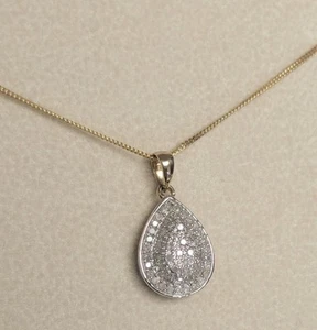 Gold 0.25ct Natural Diamond Drop Pear With Necklace RRP £300 - Picture 1 of 8