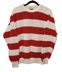 Vintage J C Penney The Fox Collection rot & weiß gestreifter Strickpullover Wo ist - Bild 1 von 5