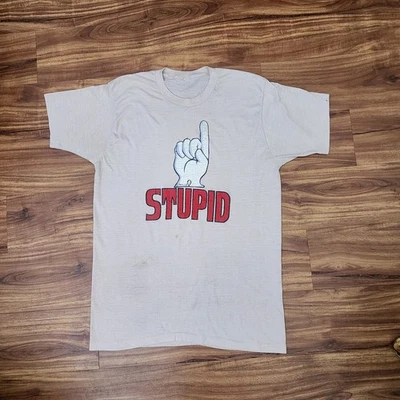 Camiseta gráfica vintage 1975 "STUPID" diseño de cucaracha puntada única papel camiseta delgada Foto 1 de 4