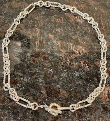 "Collar Figaro David Yurman 16"" cadena palanca dos tonos plata de ley 18 quilates" Foto 1 de 4