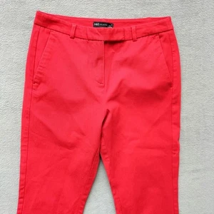 M&S Collection Capri Pants S12 Red Tapered Ankle Grazer 25"L Stretch High Rise - Picture 1 of 8