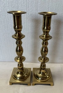 Vintage Messing Metall Kerzenständer Paar 9,5" Landhaus Kern Kerzenständer - Bild 1 von 8