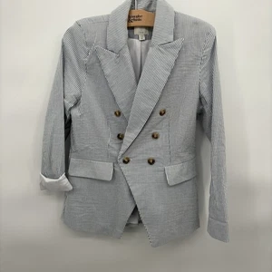 Joie striped blazer jacket nautical coastal beach office double button Medium - Picture 1 of 8