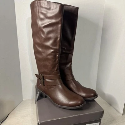 Style & Co. Maliaa Brown Riding Knee High Boots Size 11 Wide Calf NEW - Image 1 of 4
