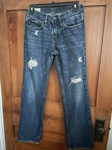 Jeans Abercrombie bambino ragazza classico dritto taglia 14 effetto invecchiato lavaggio medio - Foto 1 di 10