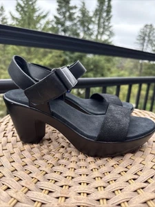 Munro Sandal Summer Style Black Straps Platform Comfort Adjustable Size 8.5 W - Picture 1 of 15