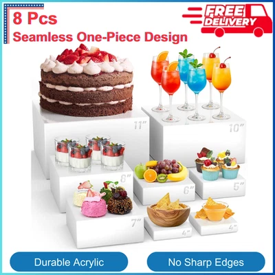 8 Piezas Elevadores de Alimentos Buffet, 11" Grandes Acrílico Postre Cupcake Mesa Soportes Blanco Foto 1 de 4