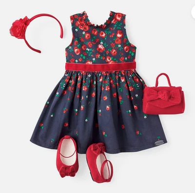 American Girl ® x Janie и Jack завернутый в розы платье для 18'' куклы новый в коробке - Изображение 1 из 4