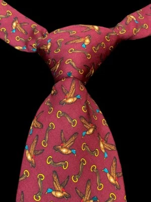 Corbata Brooks Brothers Para Hombre Fabricantes Patos Borgoña Patrón Seda Hecha en EE. UU. De Colección Foto 1 de 4