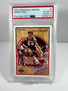 SIGNED 1991 UPPER DECK HEROES #5 JERRY WEST LAKERS HOF PSA AUTO 10 - Picture 1 of 2