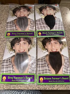 Lot 4 Grey Brown Farmer's Beard Hair Disguise Character Costume Halloween Rubies - Picture 1 of 3