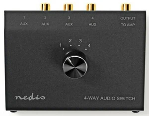 NEW METAL 4 PORT AUDIO SWITCH WITH 3 PHONO + 1 x 3.5MM - Picture 1 of 6