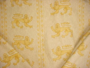 9-1/8 Andrew Martin Ivanhoe Coral Gold Printed Lions Cotton Upholstery Fabric - Picture 1 of 4