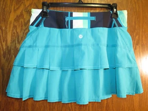 Lululemon 6 Pacesetter Skirt Surge Turquoise Assorted Stripe EUC! - Picture 1 of 16