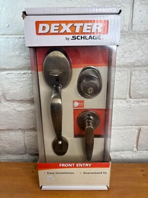 Keyed Deadbolt DEXTER by SCHLAGE Solid Brass Entrance GRADE 3 Security NOB JH60 - Image 1 of 4