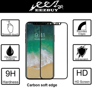 Soft Edge Full Cover Tempered Glass Screen Protector for Apple iPhone X XS - Picture 1 of 8