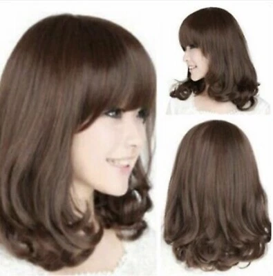 Perucas femininas de cosplay perucas castanhas encaracoladas longas resistentes ao calor perucas completas EUA - Imagem 1 de 4