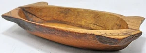  Antique Wooden Oval Boat Shaped Bowl Original Old Hand Carved - Picture 1 of 8