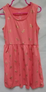 Flip Flop Girls Dress by Members Mark Salmon Size 6 Shiny Golden Unicorns c - Picture 1 of 5