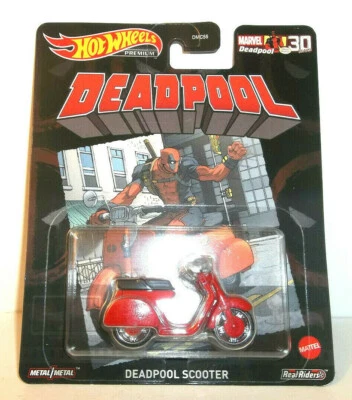 2021 HOT WHEELS REPLICA ENTERTAINMENT PREMIUM MARVEL 30 RED DEADPOOL SCOOTER - Image 1 of 4
