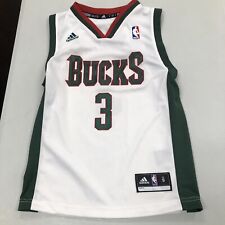 Milwaukee Bucks Brandon Jennings Adidas Jersey #3 Youth Size Small White NBA