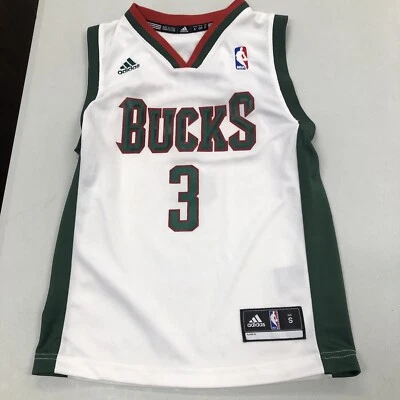 Camiseta Adidas Milwaukee Bucks Brandon Jennings #3 Juvenil Talla Pequeña Blanca NBA Foto 1 de 4