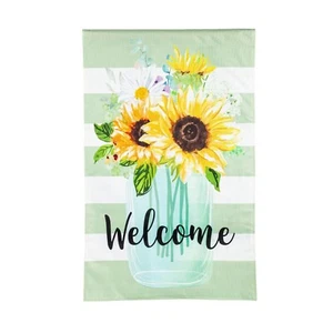 **BANDERA ABIERTA** Girasol Bienvenida 13B9940 Evergreen BURLAP HOUSE Bandera 28” x 44” - Imagen 1 de 1