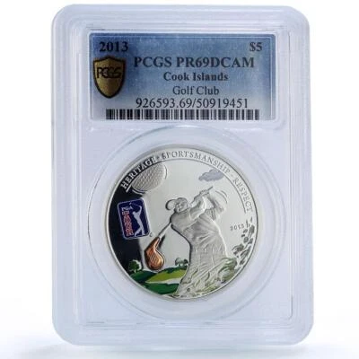 Cook Islands 5 dollars PGA Tour Golf Club Sports PR69 PCGS silver coin 2013 - Image 1 of 2