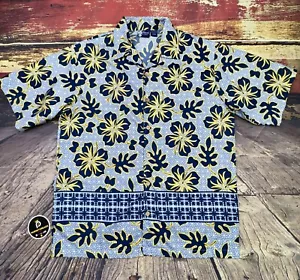 Bullhead Island Series Hawaiian Shirt Mens XL Navy Blue Floral Short Sleeve Camp - Picture 1 of 10