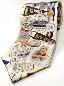 MUSEUM ARTIFACTS Handmade in USA 100% Silk Tie Mens NEW YORK YANKEES Necktie NEW - Picture 1 of 10