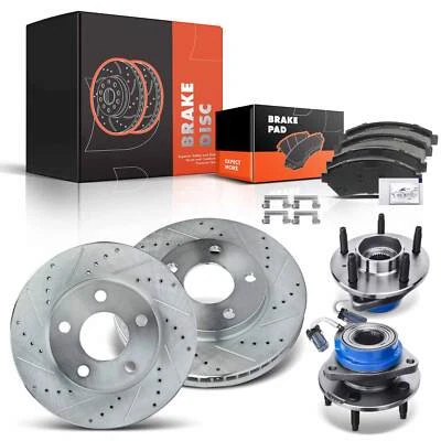 Rotores delanteros perforados y pastillas de freno + cojinete de cubo para Chevrolet Venture Buick Olds Foto 1 de 4