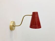 Mid Century Raw Brass Single Cone Wall Lamp Pinholes Scone Style