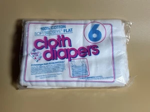 VTG Ecology Kids 6 Pack 100% Cotton Birdseye Flat Cloth Diapers NOS Discontinued - Picture 1 of 5