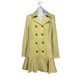 CAbi Small NWT 6249 Hobnob Yellow Topper Coat Jacket Double Breasted Flounce Hem - Picture 1 of 14