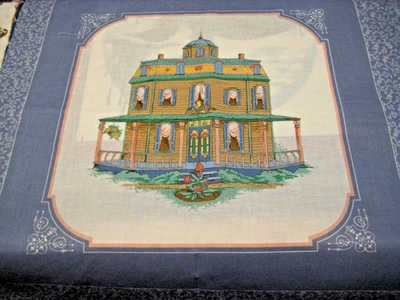 VTG CRANSTON PRINT WORKS FABRIC PANELS PILLOW, VICTORIAN HOUSES. TWO IMAGES - Image 1 of 3