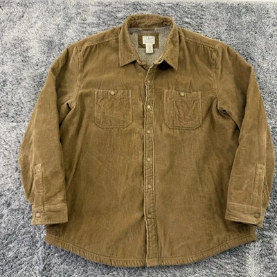 L.L. Bean куртка мужчин XL коричневый традиционный крой вельвет шерпа флис с подкладкой Snap - Изображение 1 из 4